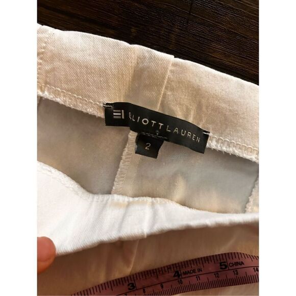 Elliot Lauren White Cargo Pull On Cropped Pants Size 2 Classic Minimalist - Picture 8 of 12